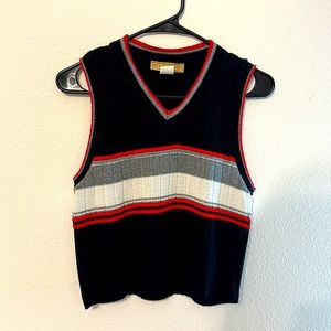 V Neck Sweater Vest, (white, gray, red, and black)